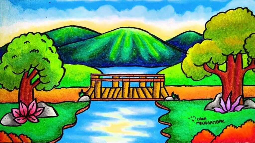 Contoh Gambar Pemandangan Alam Yang Mudah Ditiru Jembatan