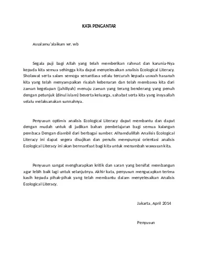 Contoh Kata Pengantar Makalah Individu