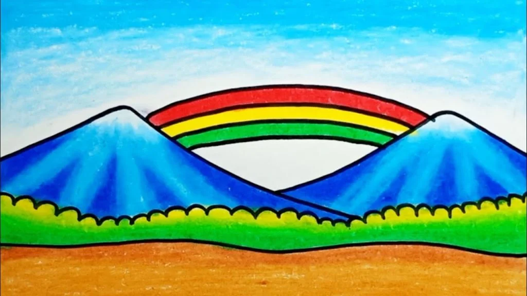 Gambar Pelangi Di Tengah Gunung
