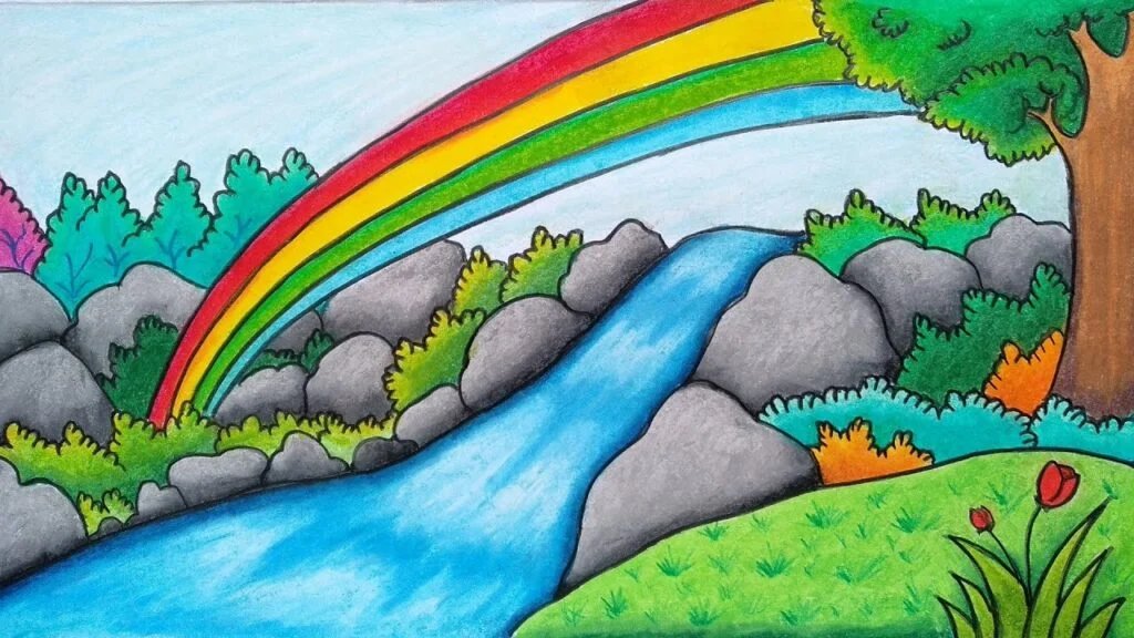 Gambar Pelangi Di Tengah Sungai